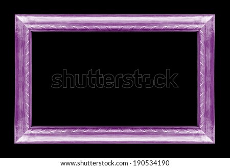 The antique purple frame isolated on  black background