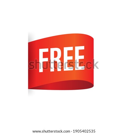 Flat icon with free banner. Typography poster. Buy offer sticker. Vector text.