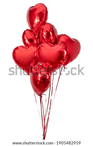 Heart Balloon. Set of red foil balloons on white background. Banner design. Royalty-Free Stock Photo #1905482959