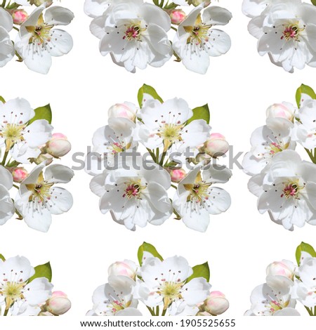 Elegant seamless pattern with sakura cherry blossom flowers, design elements. Floral pattern for invitations, greeting cards, scrapbooking, print, gift wrap, manufacturing, textile 