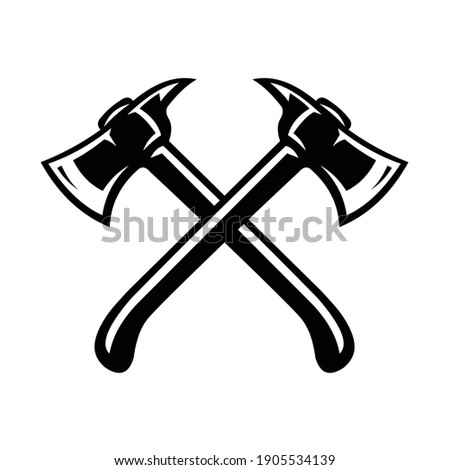 Crossing axes vector image illustration, best used for carpentry business Royalty-Free Stock Photo #1905534139