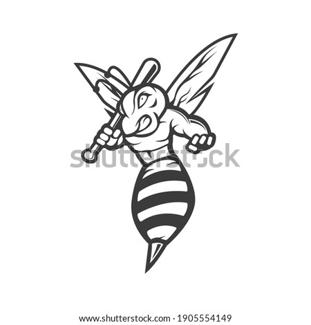 Bee mascot logo design vector silhouette version
