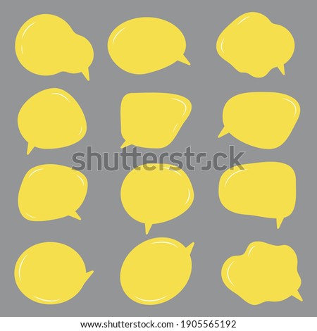 Set of blank yellow speech bubbles, sticker for chat symbol, label or tag, flat design, EPS 10