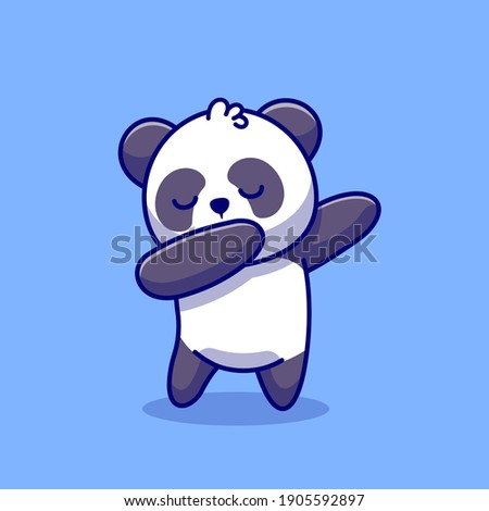 Cute Panda Dabbing Cartoon Vector Icon Illustration. Animal Nature Icon Concept Isolated Premium Vector. Flat Cartoon Style