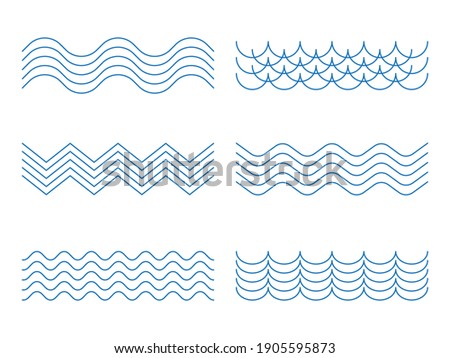 Water waves illustration sign collection.