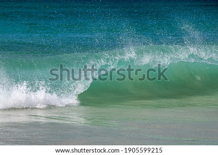 Power of nature with Atlantic Ocean waves breaking on shore
