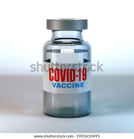 A closeup of Covid 19 vaccine vial on white background. Hoppefully this is the ultimate Coronavirus cure.