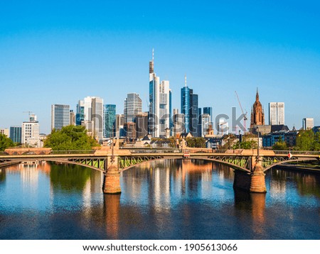 Frankfurt city with sunrise and skyline