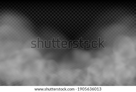 Realistic thick fog or dense smoke swirling below, a thick mist or heavy cloud vector effect isolated on a transparency grid Royalty-Free Stock Photo #1905636013
