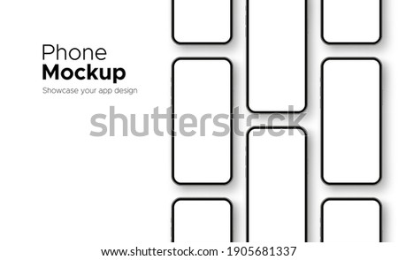 Mobile Phone Screens Mockups for Showing Your App Design, Isolated on White Background. Vector Illustration