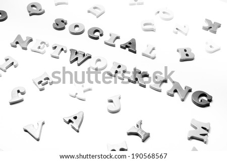 image of alphabets scattered with social networking written in the centre on an isolated vintage background