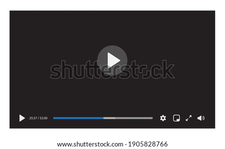 Video player interface isolated on white background. Video streaming template design for website and mobile apps. Vector illustration Royalty-Free Stock Photo #1905828766