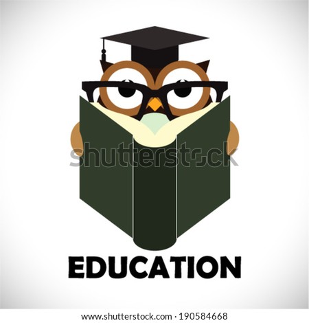 Owl reading book - Vector 