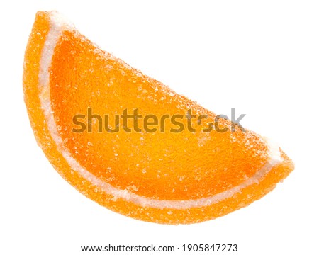 A slice of marmalade orange is isolated on a white background. Marmalade candy. Royalty-Free Stock Photo #1905847273