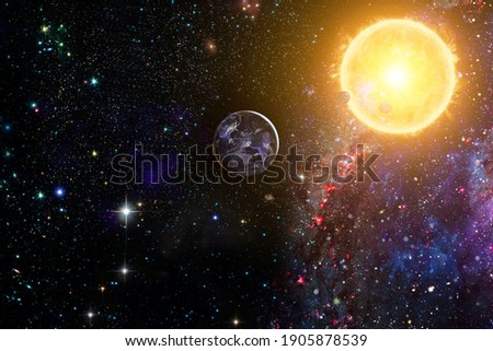 Night starry sky with stars. Abstract astronomical galaxy. Elements of this image furnished by NASA.