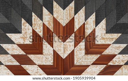 Painted wooden wall made of scraps of boards. Wood texture background. 