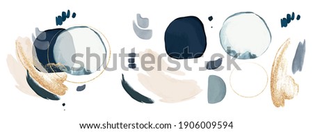 Set abstract shapes, splash gold. watercolor concept.  Vector decorative greeting  or invitation design background