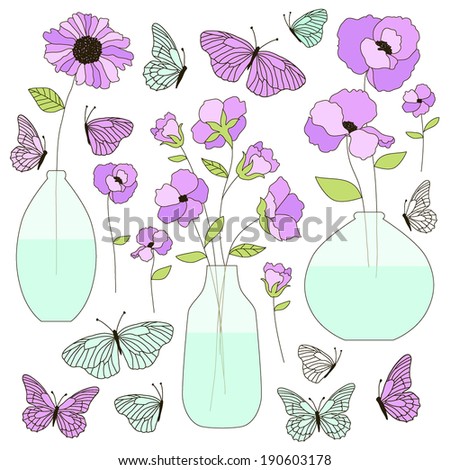 Flowers in Vases Clip Art