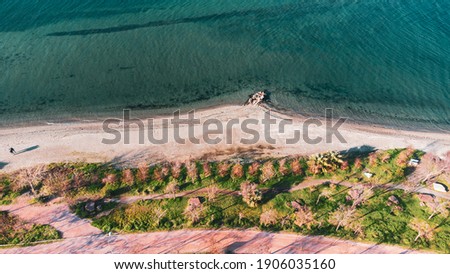 a seaside view of the sea drawn from above