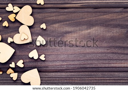 Brown hearts on wooden table