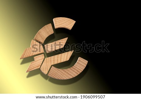 brittle euro symbol on colour shading background from gold to black