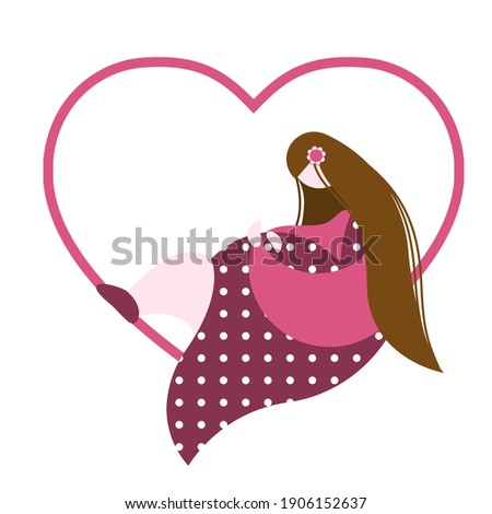 Happy Mother's Day. Happy family day. Mother holding baby in arm. Vector art
