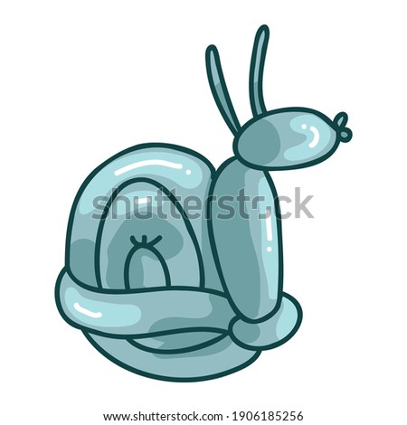 Cute cartoon unisex snail balloon animal vector illustration. Simple boho celebration party sticker clipart. Gender neutral fun kids naive hand drawn doodle. Scandinavian style birthday clip art. 