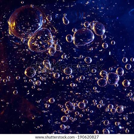 air bubbles in blue water 