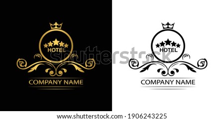 hotel logo template luxury royal vector company  decorative emblem with crown  