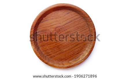Wooden tray isolated on White background, selective focus.