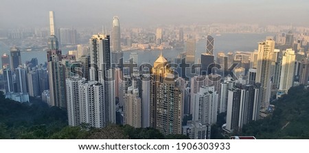 Panorama daytime view at Victoria Peak in Hong Kong