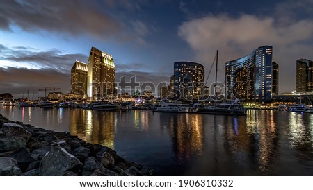Seaport village San Diego at night