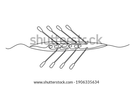 Team member rowing boat Teamwork concept. Continuous one line drawing design. Vector illustration Royalty-Free Stock Photo #1906335634