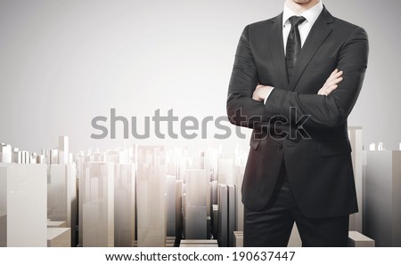 Businessman and modern city project