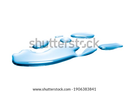 real image,spilled water drop on the floor isolated with clipping path on white background.