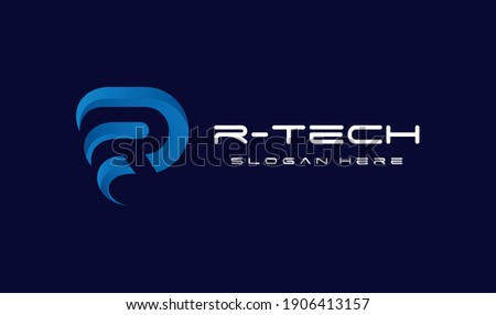 Letter R technology logo design concept