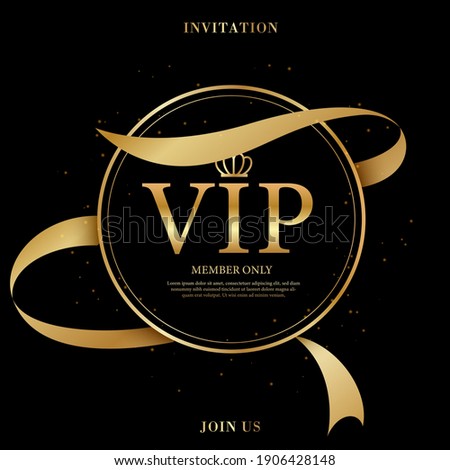 Vip black glass label with golden frame and crown. Premium, exclusive, luxury badge on certificate, royal award. Template of luxury membership for rich club. vector elegant illustration Royalty-Free Stock Photo #1906428148