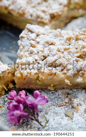 Home-made crumble pie with apples