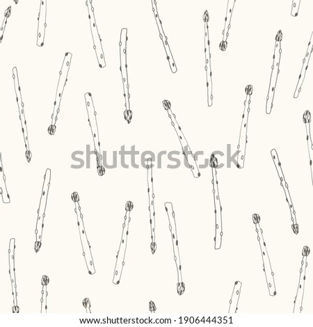 Seamless texture of asparagus. Hand drawn sketch painting on simple color background.