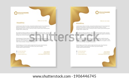 Abstract modern and corporate letterhead template design for your business with elegant gradient golden curved edges