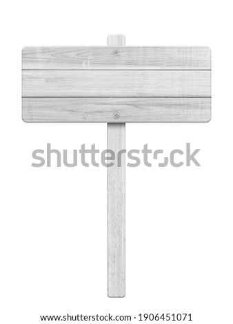 White wooden sign isolated on white background. Object with clipping path.