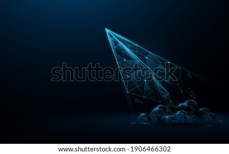 Rocket launch form lines, triangles, and particle style design. Startup business concept. Vector illustration Royalty-Free Stock Photo #1906466302