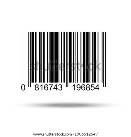 Realistic Barcode Template Icon. Vector illustration isolated on white background with Shadow.