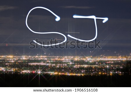 Light Painting Over San Jose City Lights at Night