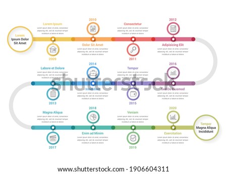 Timeline infographics template with 12 elements, workflow, process chart, vector eps10 illustration Royalty-Free Stock Photo #1906604311