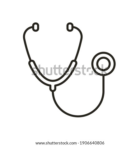 Stethoscope cardio device line style icon vector illustration design. EPS10 Royalty-Free Stock Photo #1906640806
