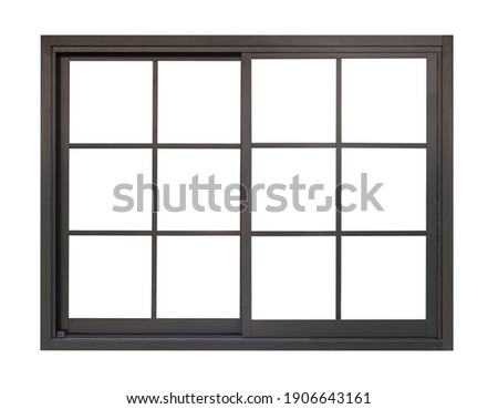 black metallic window frame isolated on white background Royalty-Free Stock Photo #1906643161