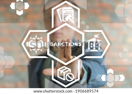 Political and economy concept of sanctions. Sanction list government. Royalty-Free Stock Photo #1906689574