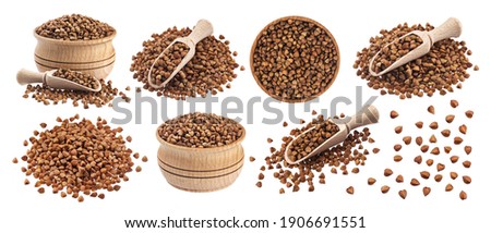 Buckwheat seeds isolated on white background with clipping path, collection Royalty-Free Stock Photo #1906691551