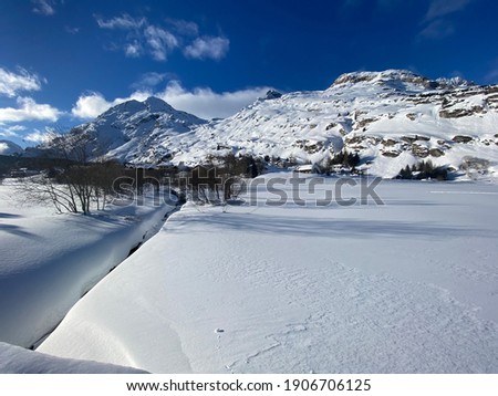 Beautiful snowy winterlandscape in switzerland 